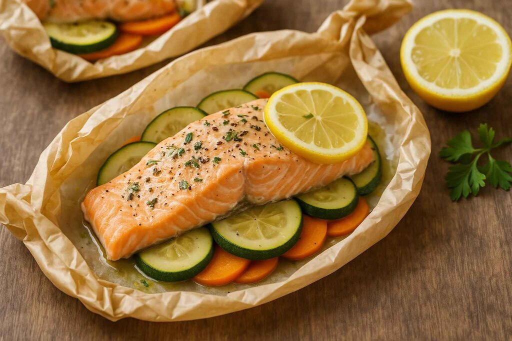 Saumon en papillote au four : recette légère et savoureuse