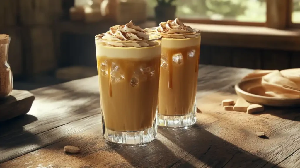 Café glacé rafraîchissant servi dans un verre transparent avec glaçons et paille