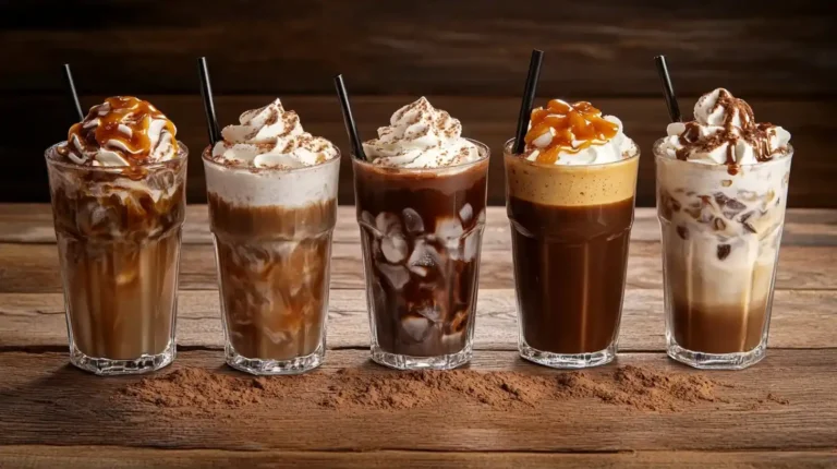 Café glacé rafraîchissant servi dans un verre transparent avec glaçons et paille