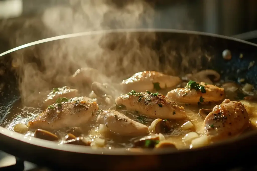 Recette Bouchée à la reine traditionnelle garnie de volaille et champignons dans une sauce crémeuse, servie chaude