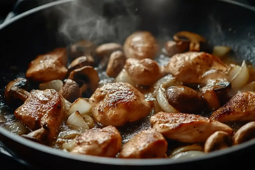 Recette Bouchée à la reine traditionnelle garnie de volaille et champignons dans une sauce crémeuse, servie chaude