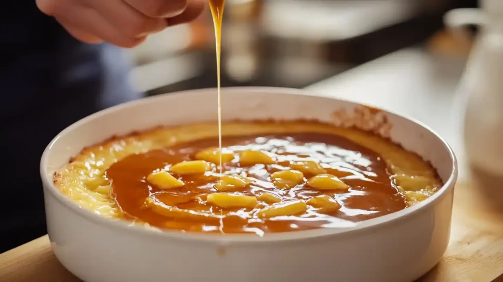 Gâteau à l’ananas caramélisé fait maison, présenté sur une assiette rustique