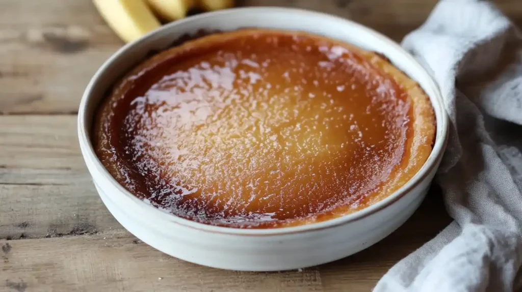 Gâteau à l’ananas caramélisé fait maison, présenté sur une assiette rustique