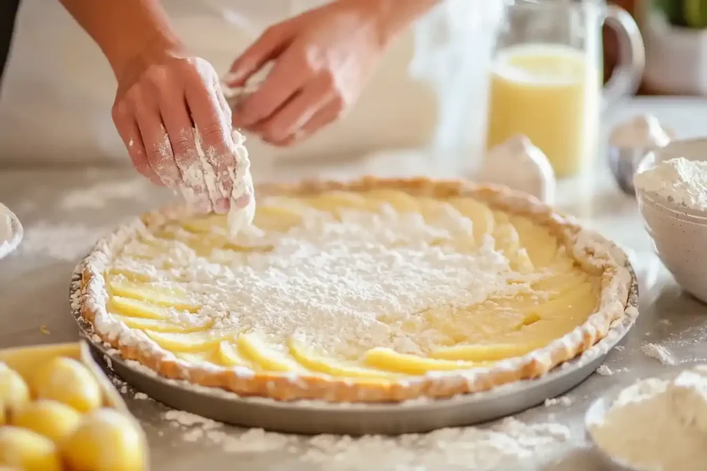 Tarte fine aux pommes dorée et croustillante sortie du four 4