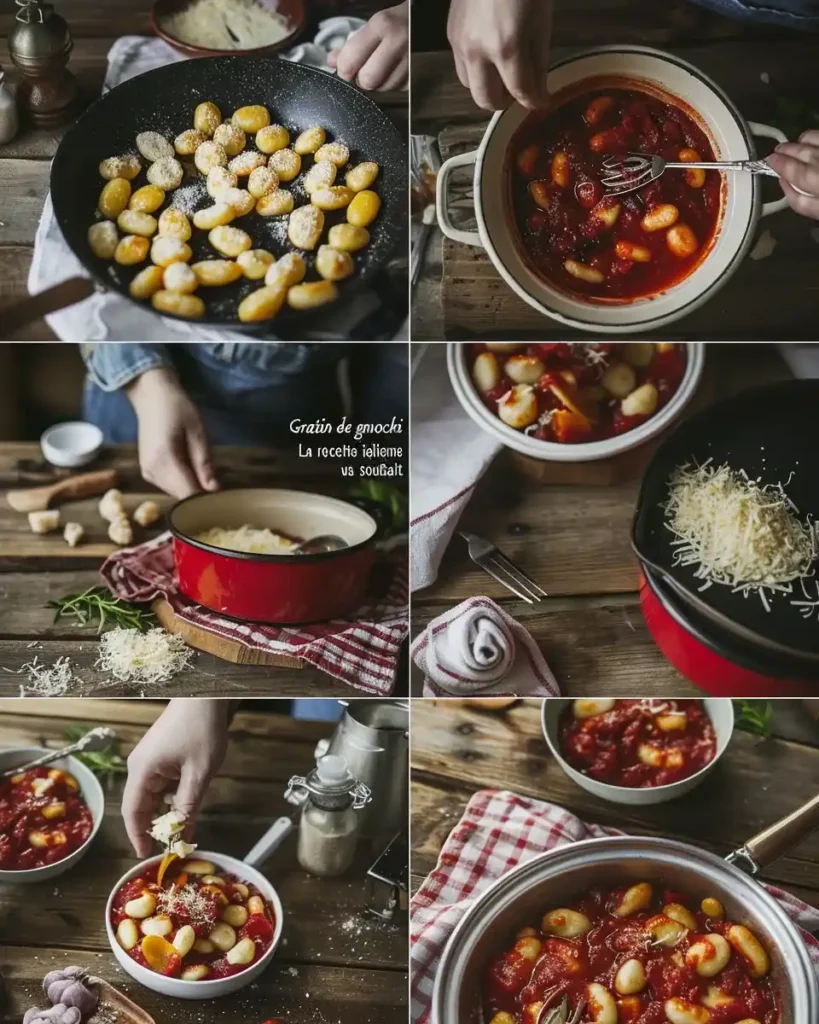 Gratin de gnocchi fondant avec fromage doré et sauce tomate crémeuse