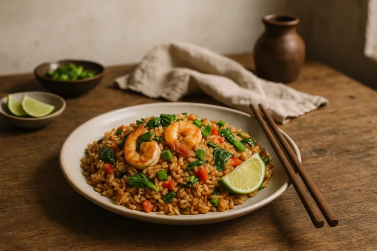 Riz sauté thaï maison avec légumes croquants et herbes fraîches