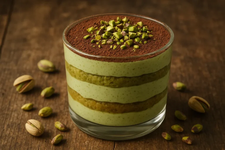 Tiramisu à la pistache maison, dessert crémeux et raffiné