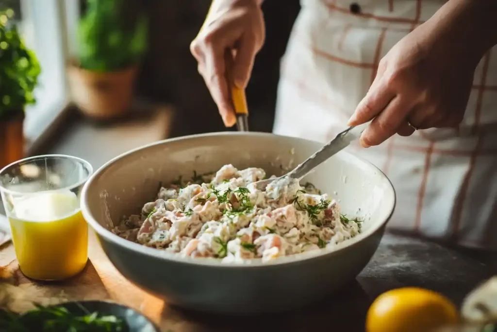 Rillette de thon maison servie sur pain grillé, parfaite pour un apéritif rapide et savoureux3