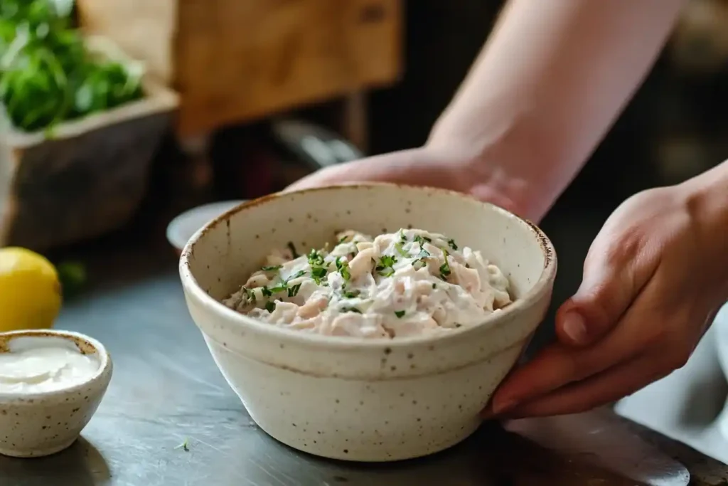 Rillette de thon maison servie sur pain grillé, parfaite pour un apéritif rapide et savoureux5